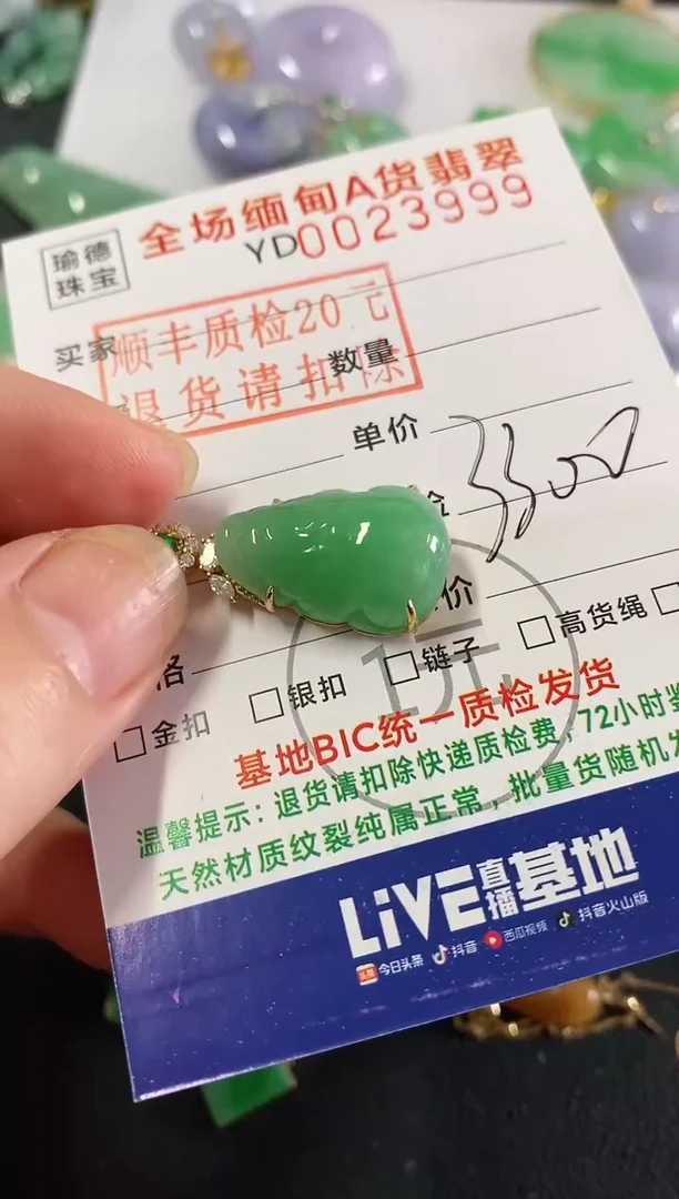 吊坠(不含链)18K金镶嵌翡翠貔貅