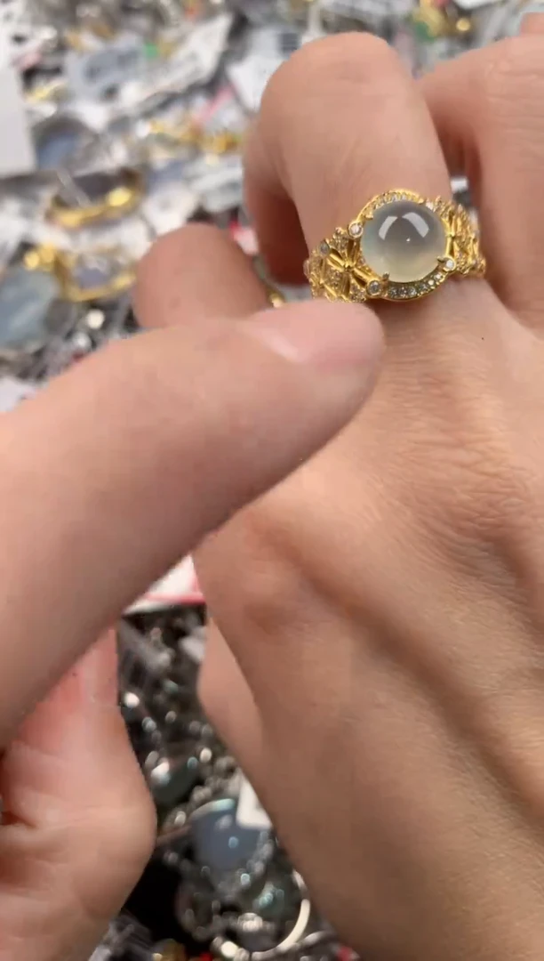 银S925镶嵌戒指翡翠555      3