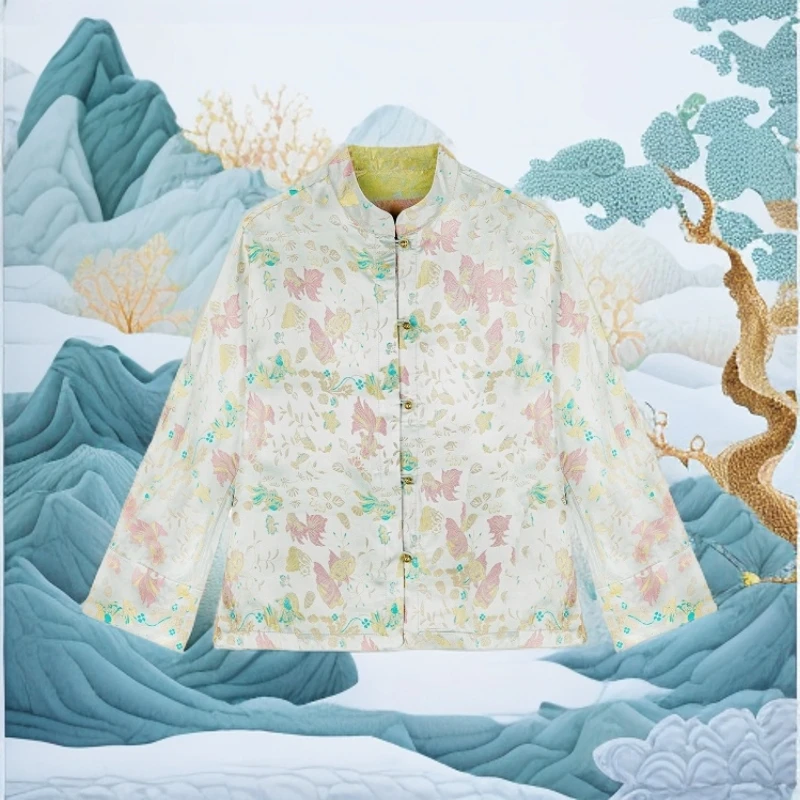 XN  2025春夏新款三尾锦鲤宋锦织花新中式短外套 2874-4