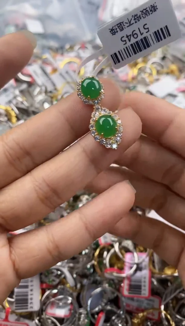 银S925镶嵌戒指翡翠222              6