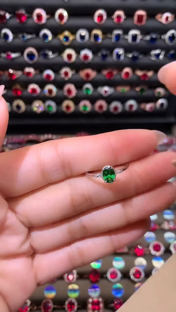 【闪购商品】透辉石戒指银S925镶嵌1