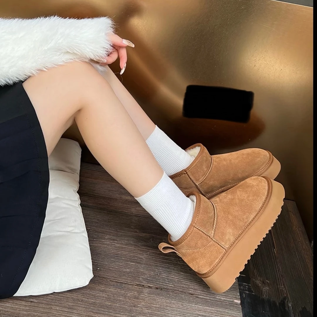 【玉希专属】拉贝迪娜厚底短筒经典百搭牛反绒皮雪地靴2025-1