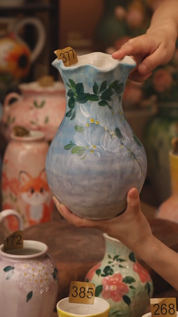 陶瓷377景德镇设计师手作花器摆件侘寂风