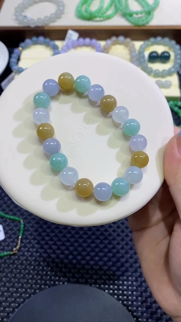 翡翠散珠卡9.8多宝手串