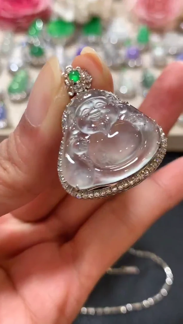 吊坠(不含链)18K金镶嵌翡翠z154