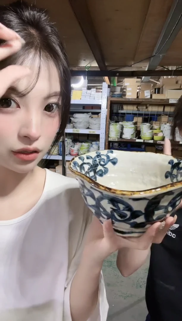陶瓷【单支】日本进口Bloom手绘唐草变形饭碗19.5cm