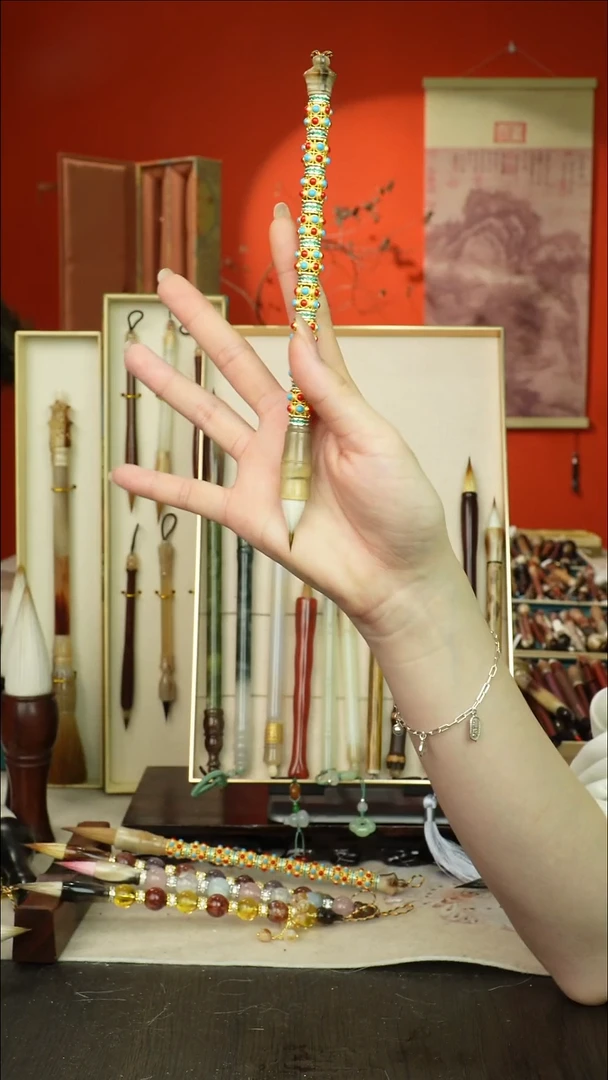 120号闪孤品高货毛笔链接 清水试笔 蘸墨不退