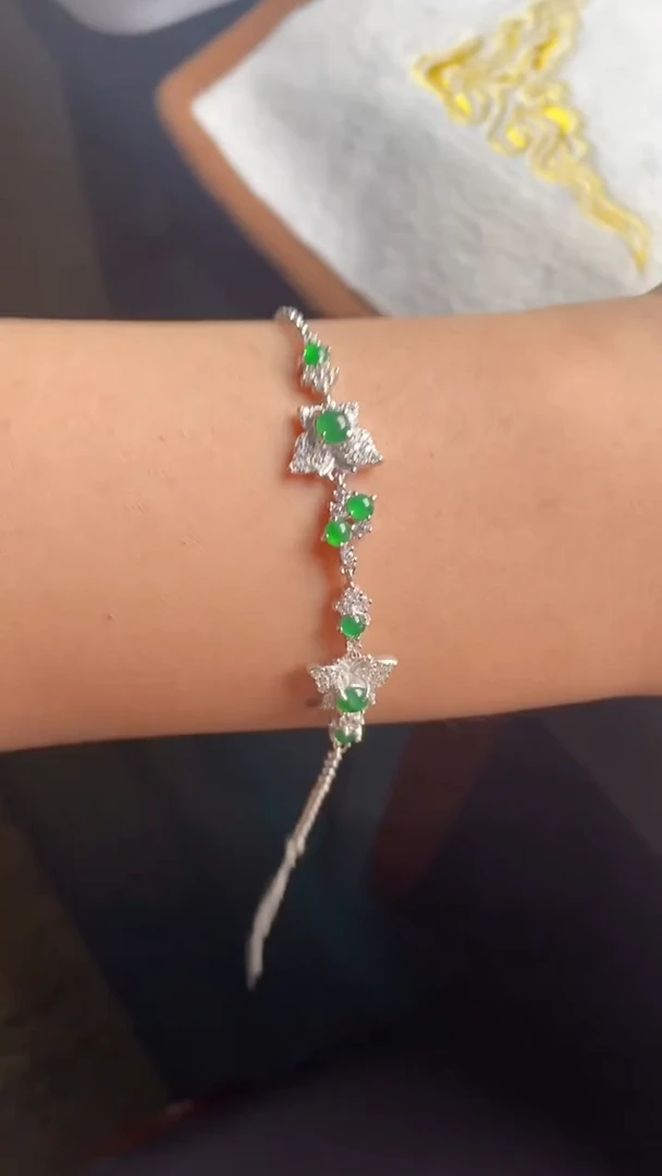 翡翠戒指银S925镶嵌天然A货翡翠