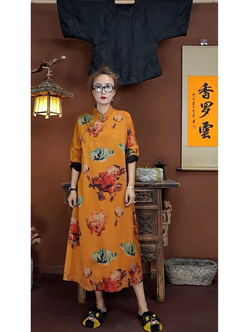 新中式6A级重磅真丝复古 桑蚕丝香罗云香云纱181