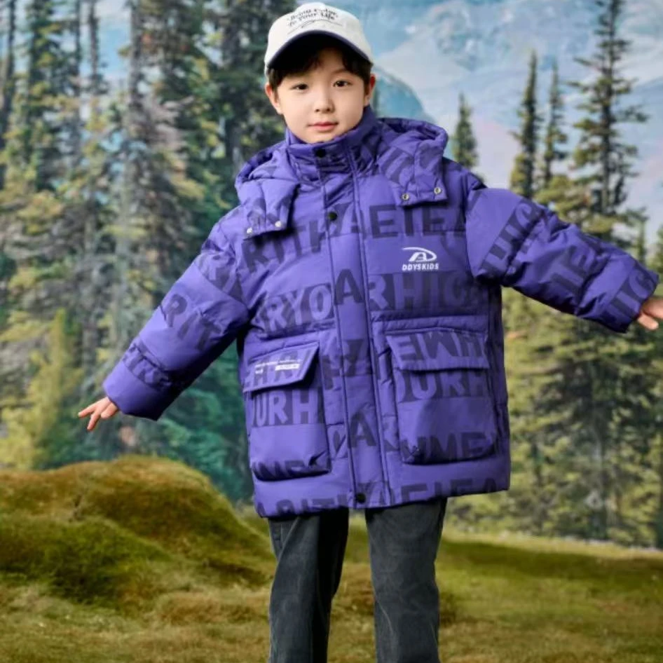 秋雨【现】【影蓝】男童大版时尚加厚保暖羽绒服外套迷彩