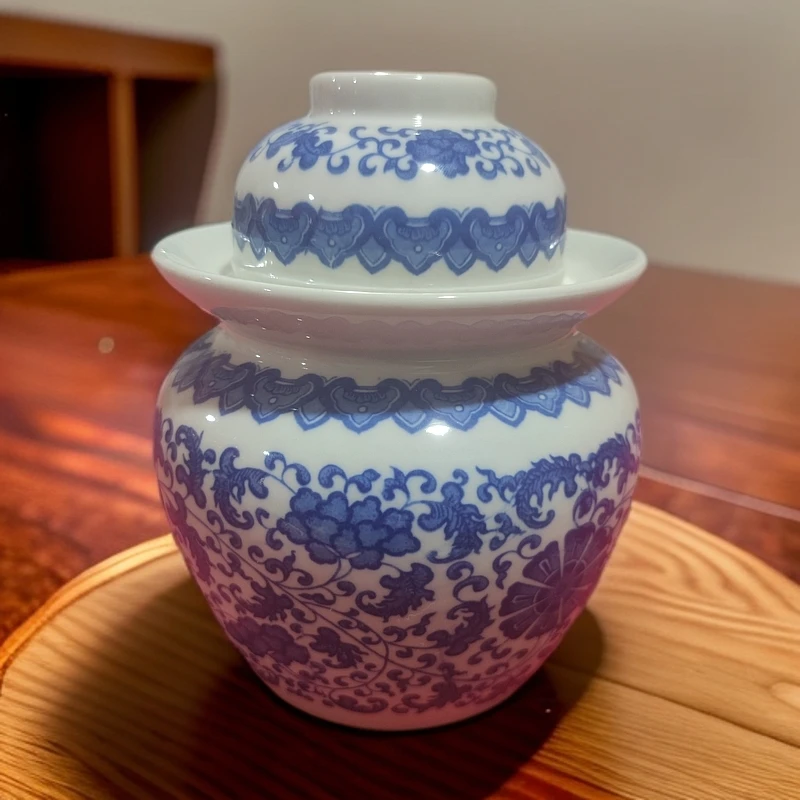 当代 景德镇陶瓷青花缠之莲4斤泡菜坛208