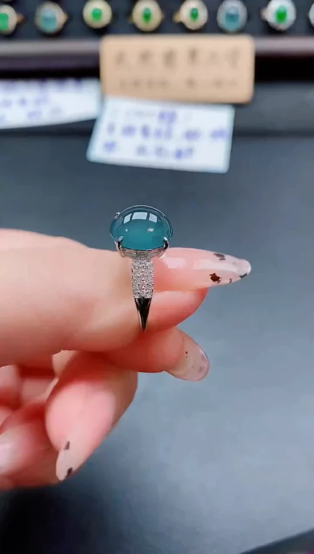 银S925镶嵌戒指翡翠1