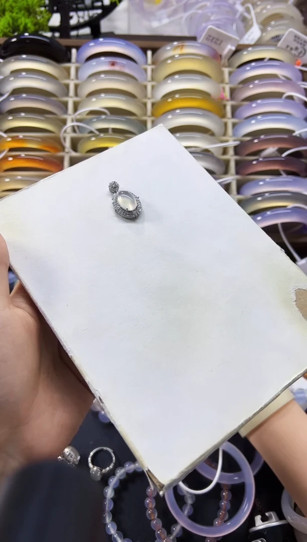 玛瑙/玉髓手镯未镶嵌经**设925银镶嵌玛瑙蛋面拍十发一