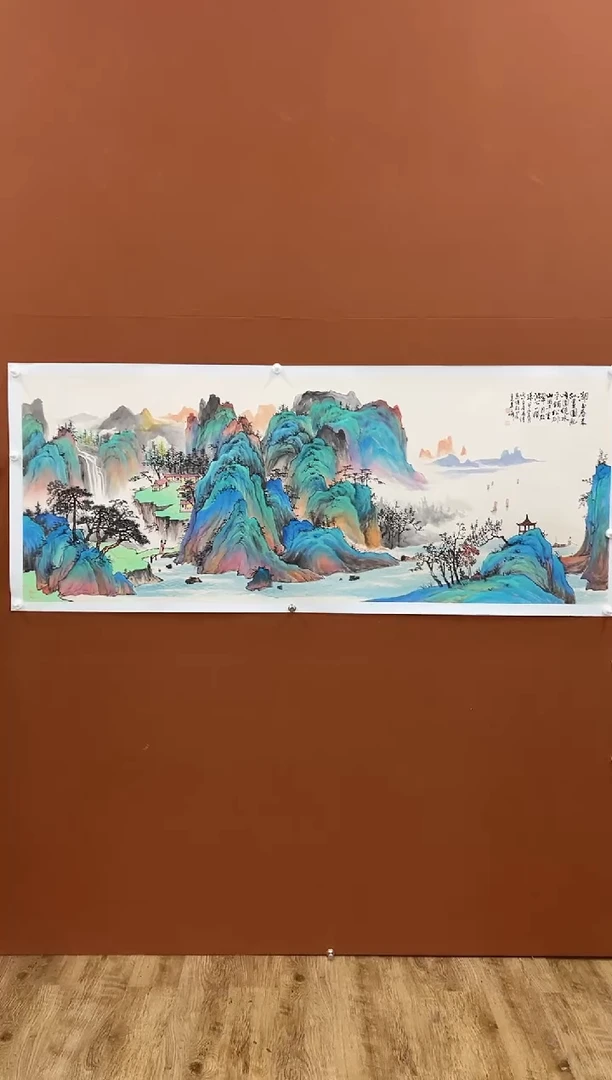 国画李文峰小六重彩青绿山水