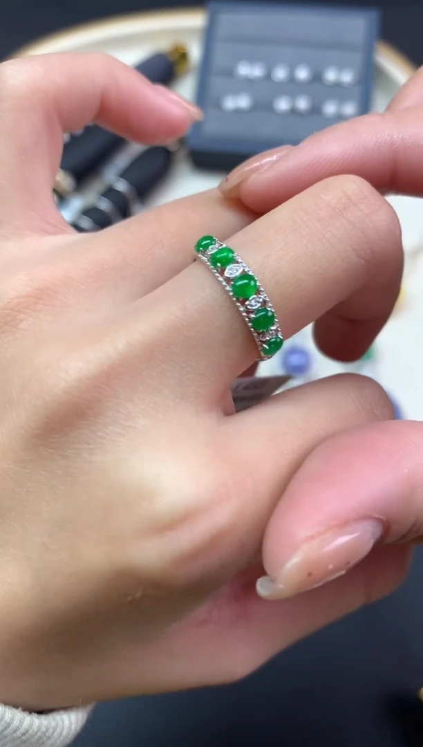 【闪购商品】翡翠戒指18K金镶嵌戒指A523多样性发其一1980