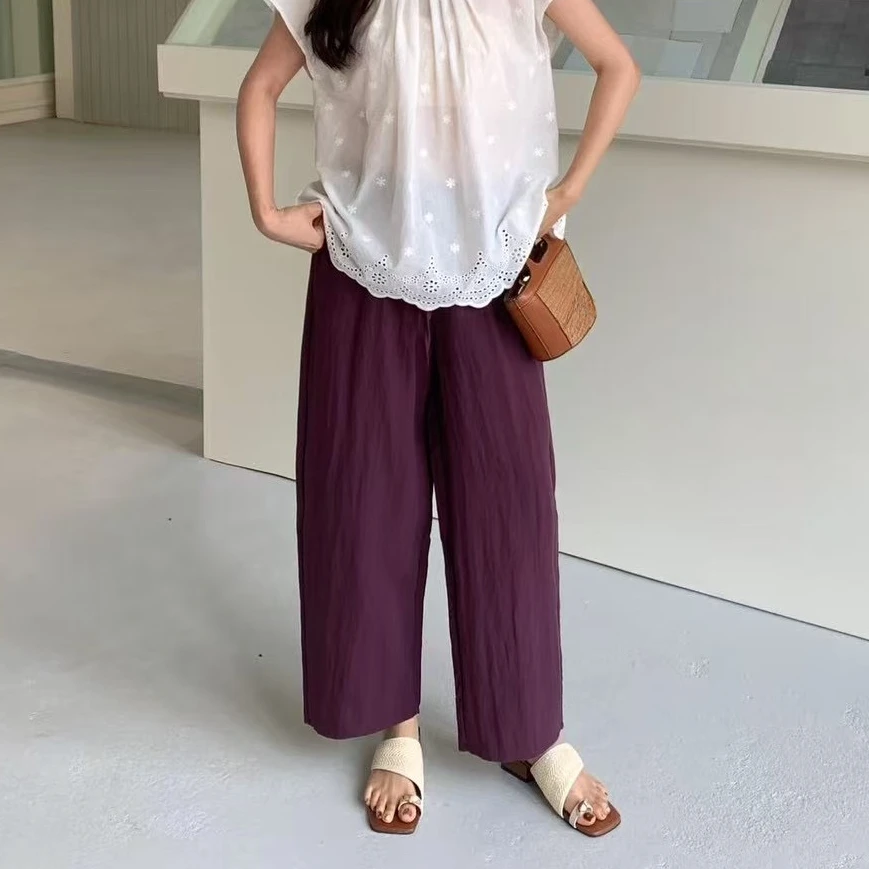 夏季薄款顺滑舒适百搭九分莱赛尔亚麻奶奶裤