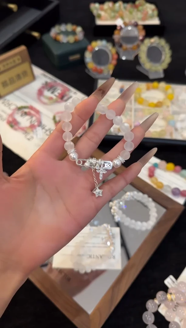 合金手链水晶奶白晶磨砂款手链x3378