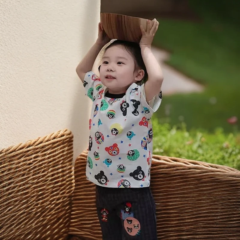 109休闲风女短袖A类男女通用夏季T恤宝宝男宝薄款婴幼儿套装无袖