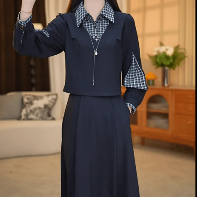 A397【连衣裙】2025早秋新款时尚简约休闲通勤减龄修身显瘦连衣裙