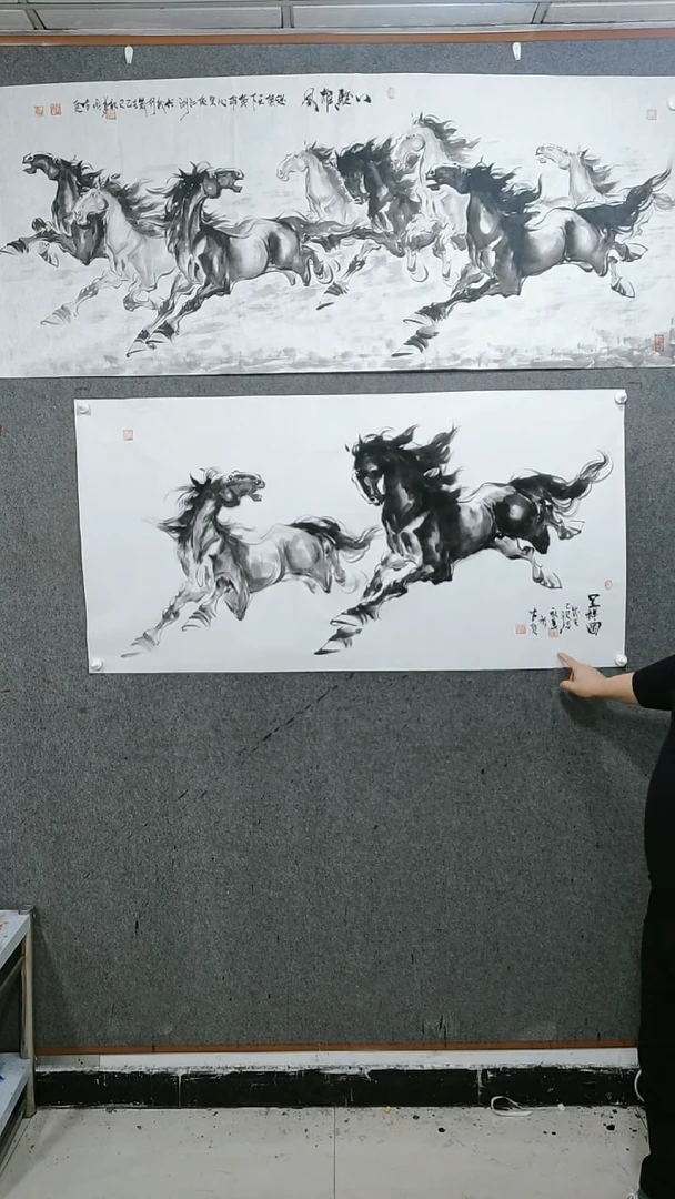 【闪购商品】国画水墨写意马图双骏