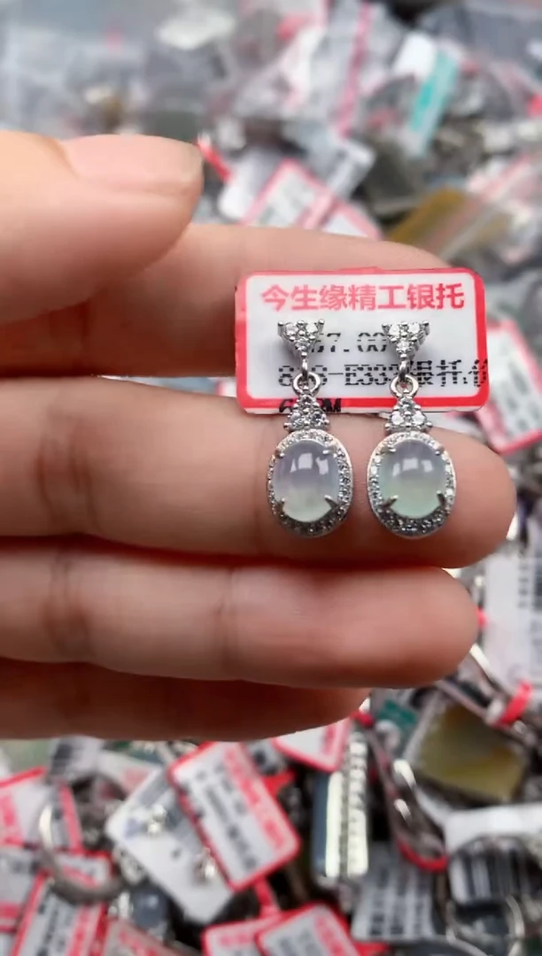 银S925镶嵌戒指翡翠天然A货缅甸翡翠