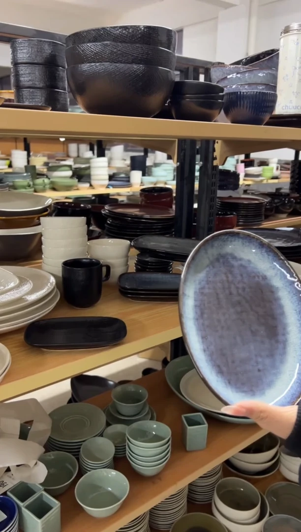 新骨瓷123瑕疵  牛仔蓝 椭圆 9寸盘