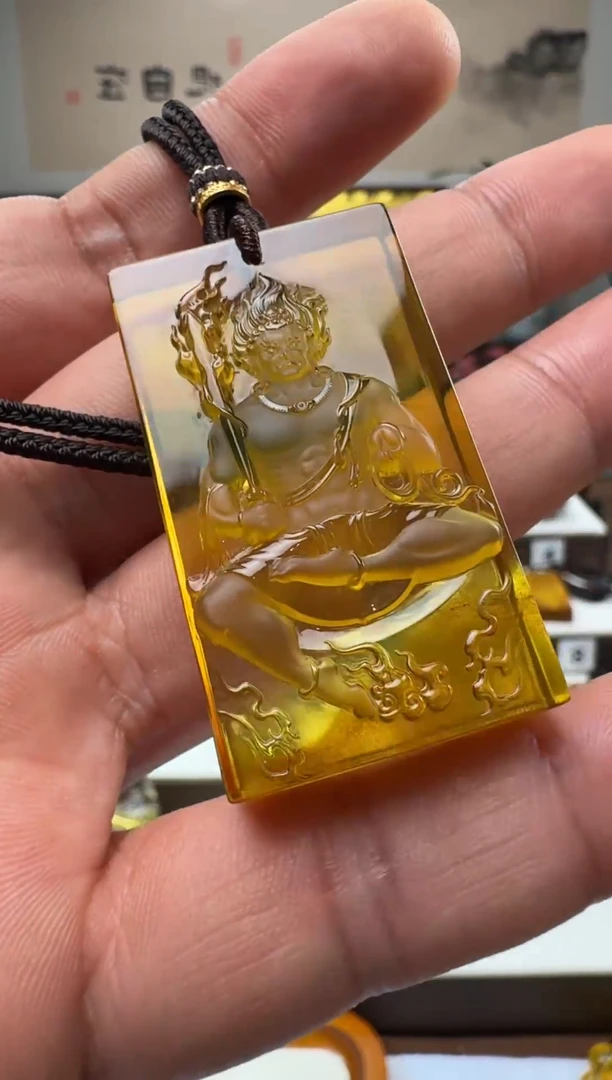 【闪购商品】琥珀颈饰未镶嵌缅甸琥珀不动方牌吊坠