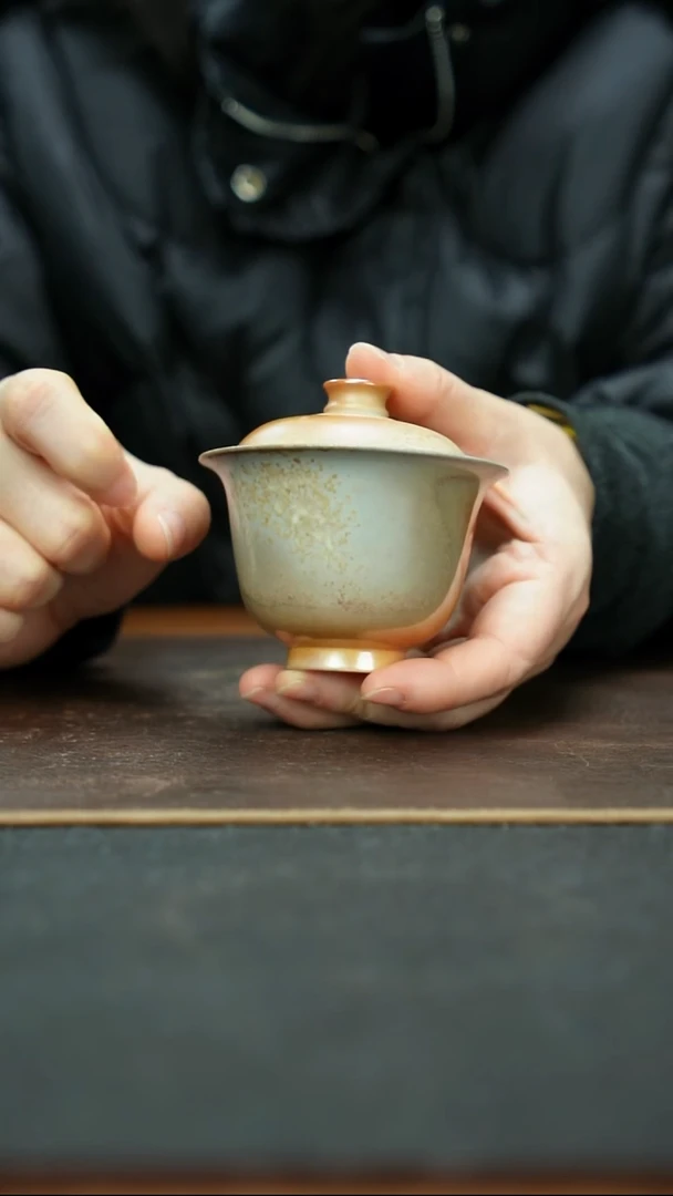 杯景德镇柴烧盖碗