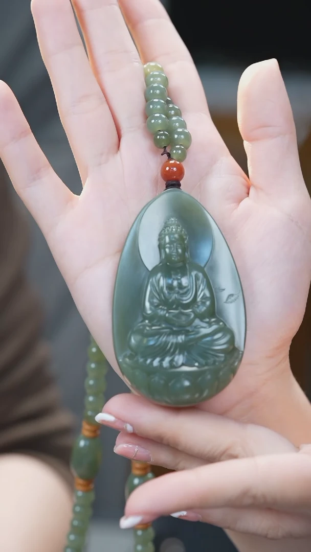 【闪购商品】岫岩河磨玉（透闪石质玉）吊坠未镶嵌阿弥陀佛