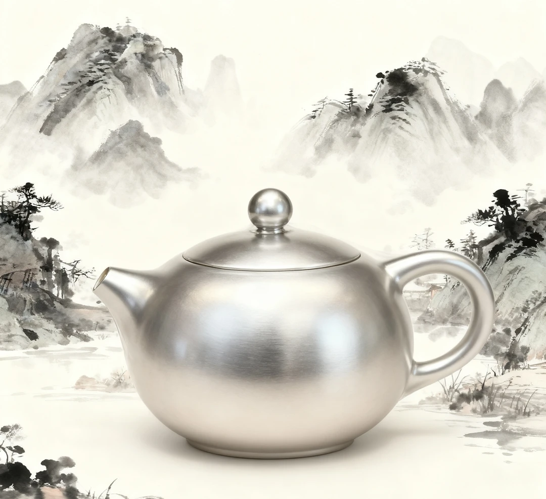 ‌CYL墨韵银壶茶具单壶