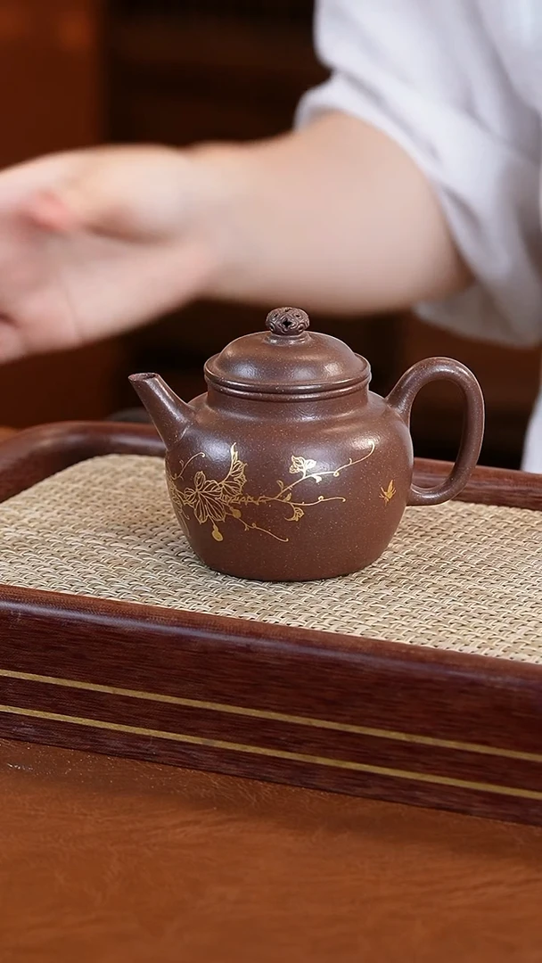 茶壶紫砂陆正荣海棠直流壶天青