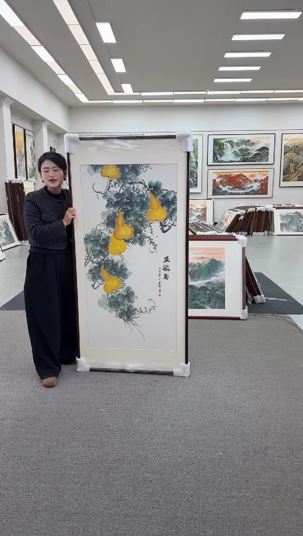 国画手绘172*85五福图