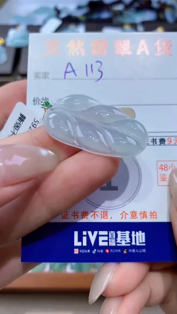 颈饰18K金镶嵌翡翠天然翡翠A货挂件