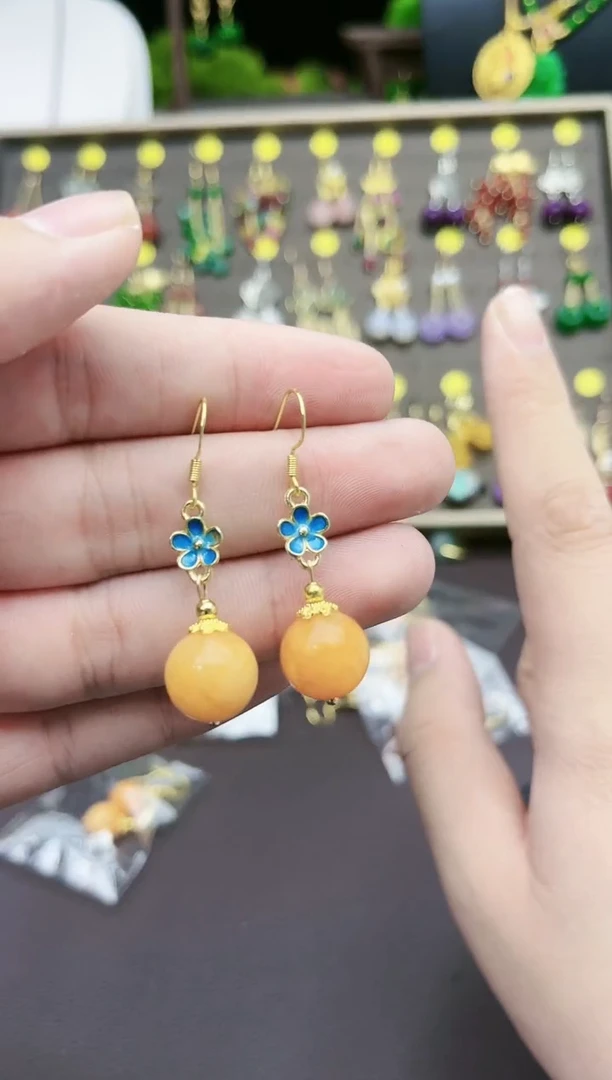 【闪购商品】玛瑙/玉髓耳钉银S925镶嵌b11000