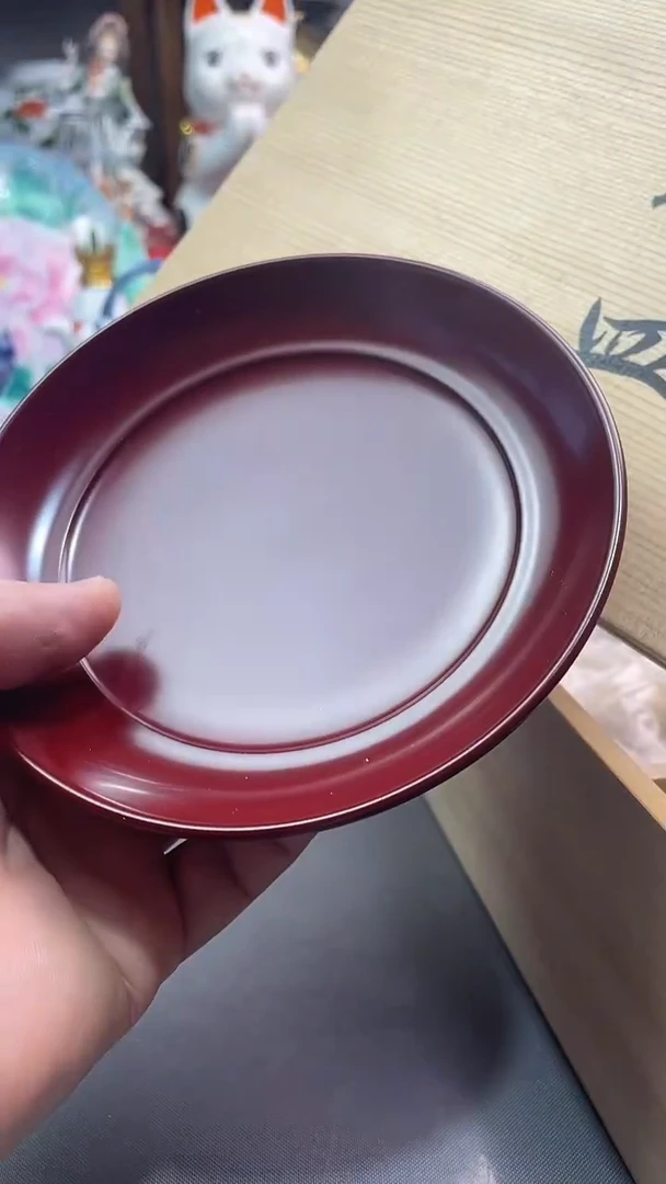 瓷片实木高足盘一一