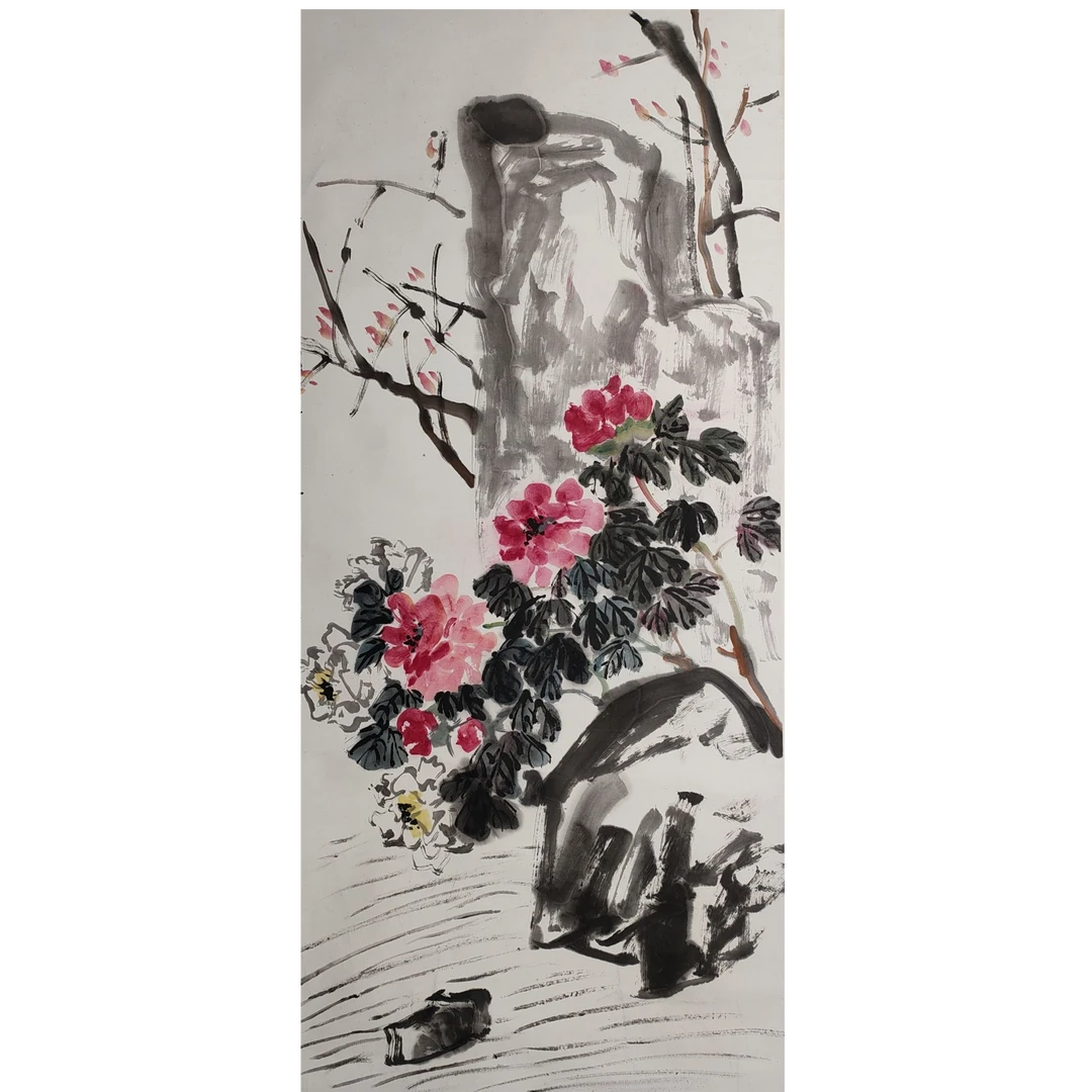 LOT.2061 《花卉》137*68cm 纸本设色立轴