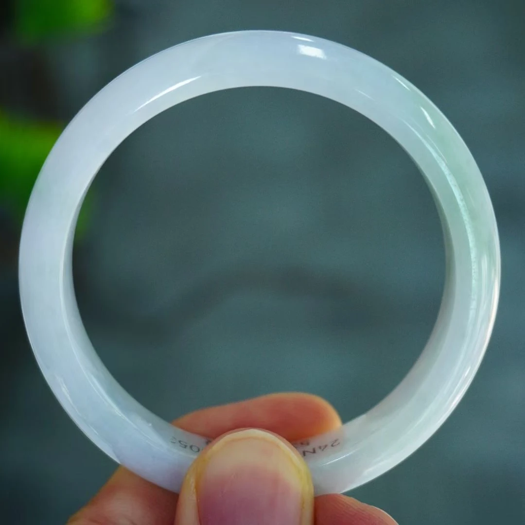 白冰飘花53正圈成品翡翠手镯50053