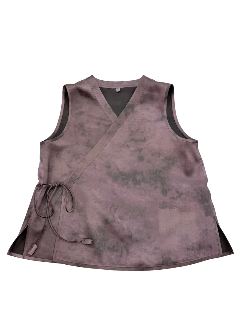 寨优袡【20220】香云纱提花百搭无袖汉服上衣