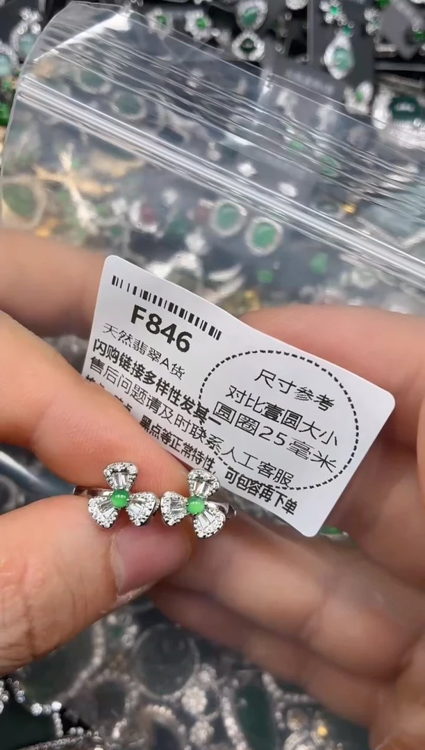 颈饰未镶嵌翡翠F846耳扣