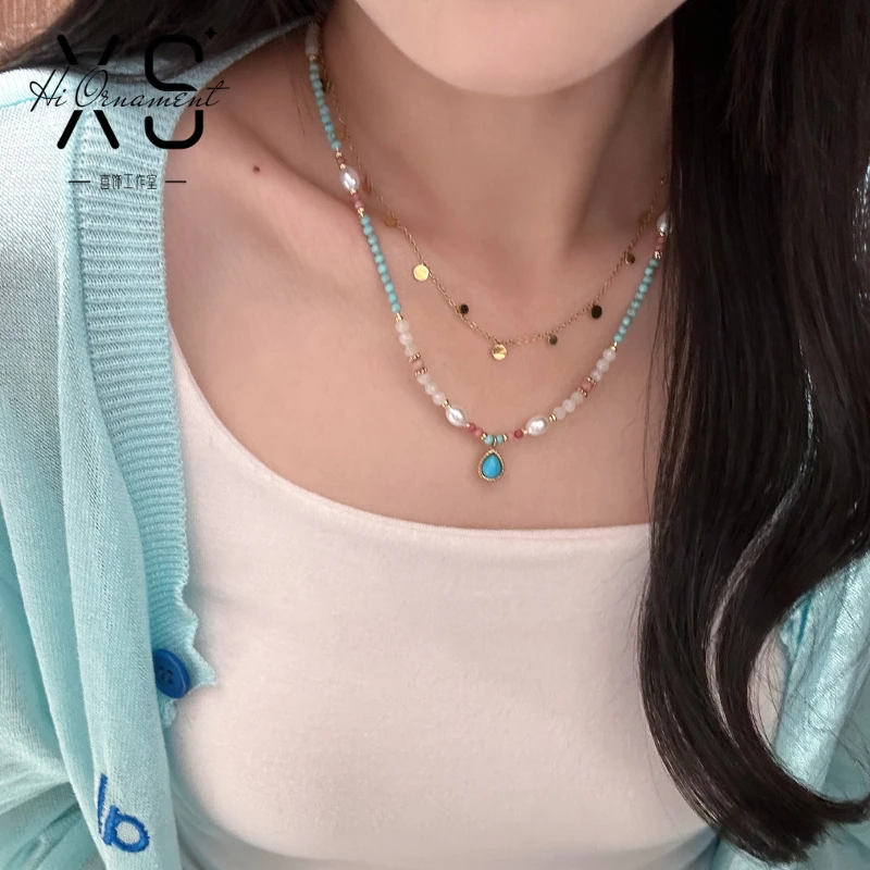 钛钢项链 「人鱼之泪」2025新款清新串珠气质ins小众锁骨链颈链女款