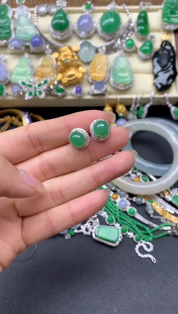 【闪购商品】翡翠耳饰18K金镶嵌535-中国好珍宝