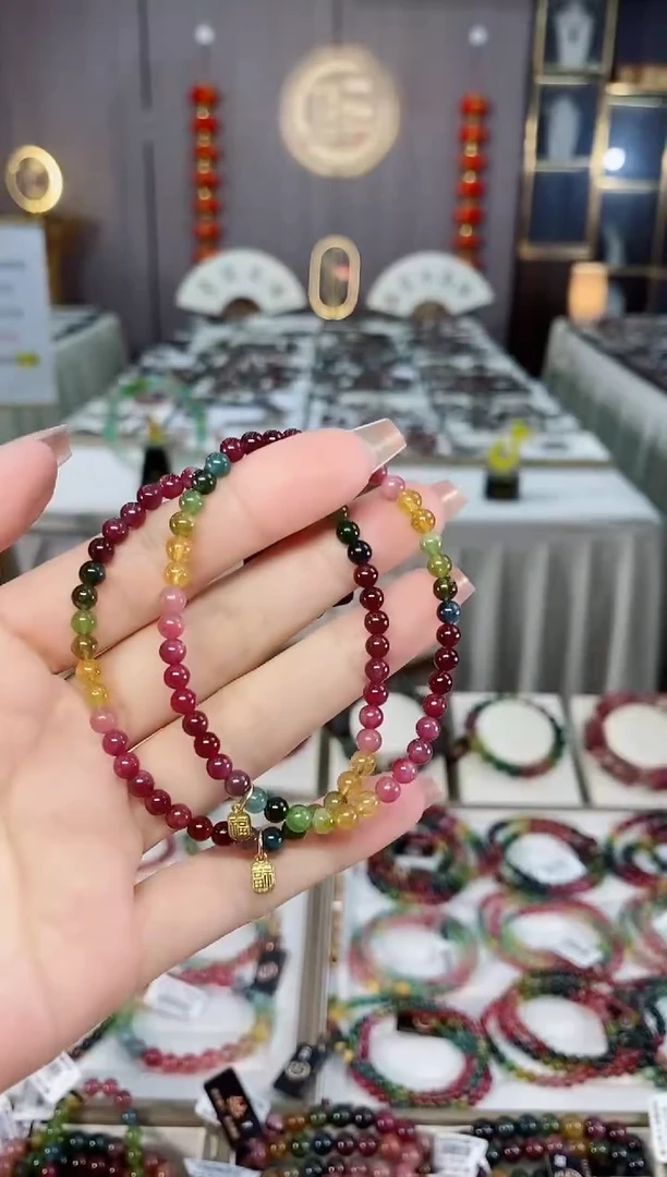 老矿碧玺单圈手串4mm+未镶嵌碧玺hon多样性发一条