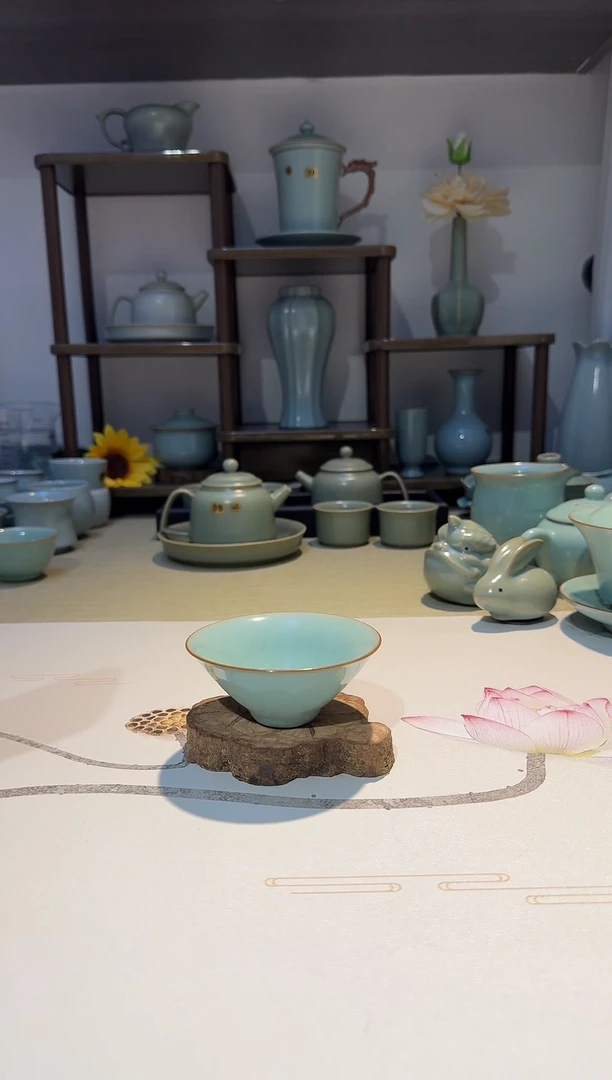 杯子85斗笠盏 主人杯 缥碧釉一级精品一