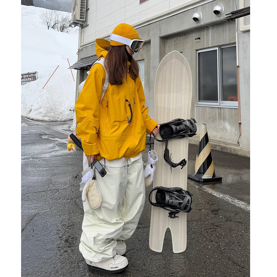 芙沿黄色滑雪服套装女2025秋冬新款户外防风防水专业保暖单板雪服