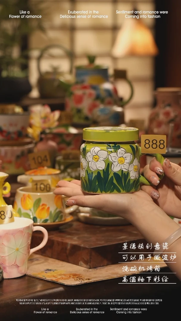 陶瓷景德镇高温手绘釉下彩设计师款式