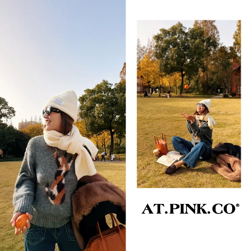 【三三品牌】加厚保暖猫咪图案厚实毛衣外套休闲百搭针织FY379