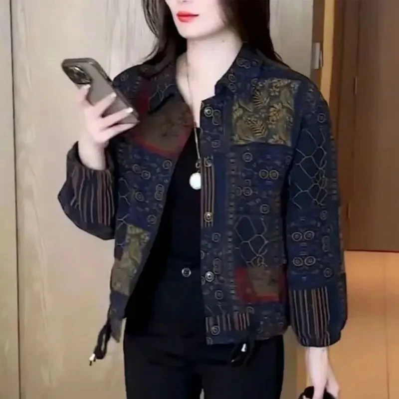 春夏新款长袖衬衫女中年妈妈装时尚洋气格子衬衣外套宽松遮肉上衣