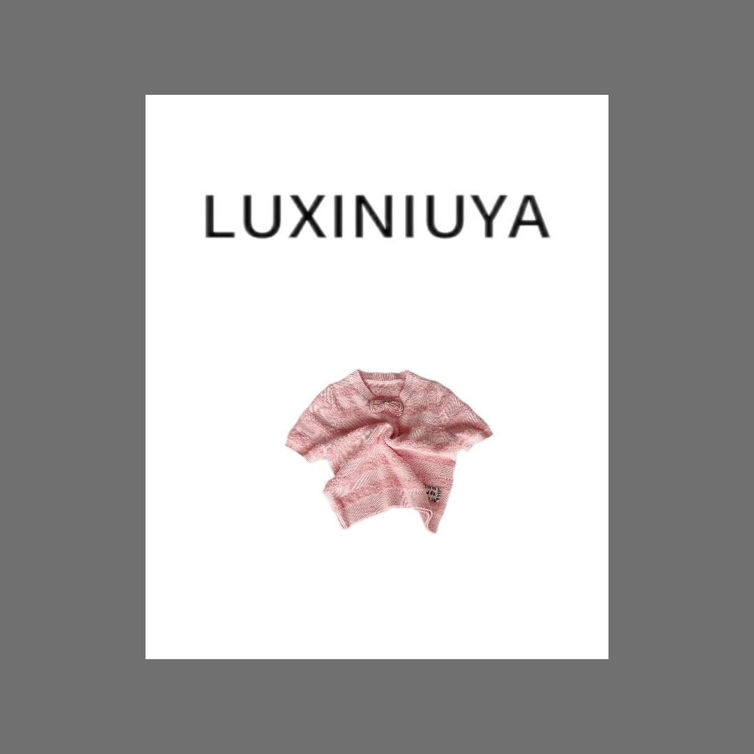【LUXINIUYA】蝴蝶短袖上衣   2025新款设计感百搭针织衫T恤#CX2598