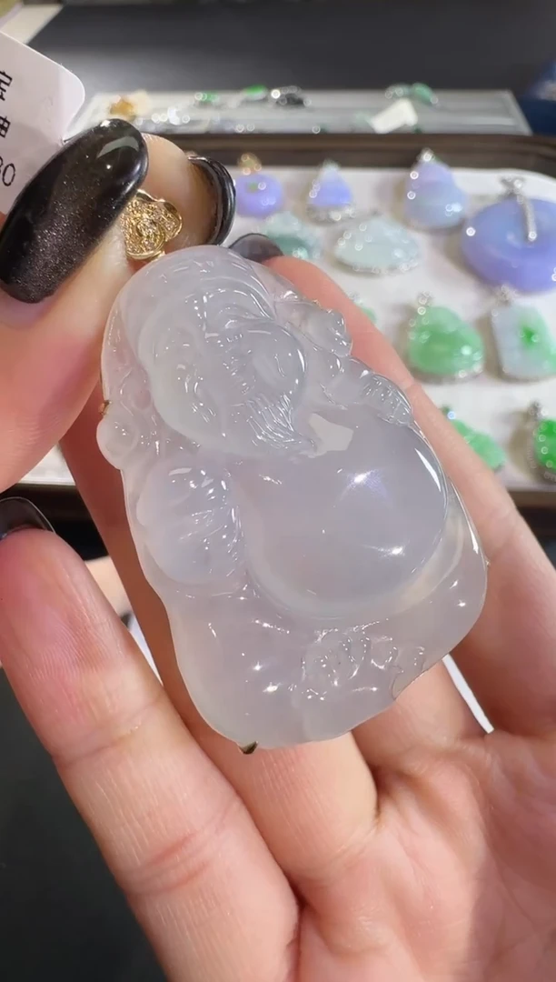 吊坠(不含链)18K金镶嵌翡翠【源头工厂】钻石镶嵌