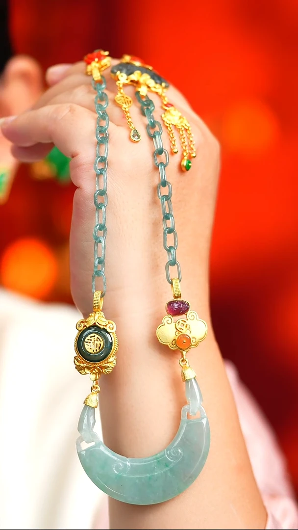 吊坠(不含链)银S925镶嵌翡翠新款